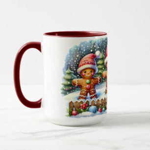 Lebkuchenfamilie Schneelandschaft Weihnachten Tasse