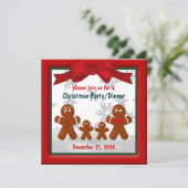 Lebkuchenfamilie von vier Weihnachtsfeierlichkeite Einladung (Stehend Vorderseite)