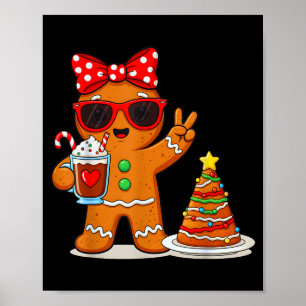 Lebkuchenfrauen trinken Kaffee Weihnachtsbaum C Poster