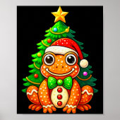 Lebkuchenfrosch mit Weihnachtsmannmütze Weihnachts Poster (Vorne)