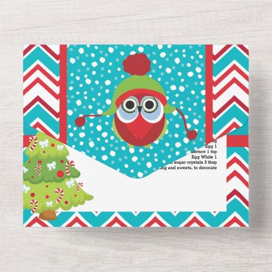 Lebkuchengebäck mit Süßspeise im Schneerezept All In One Einladung (Rückseite)