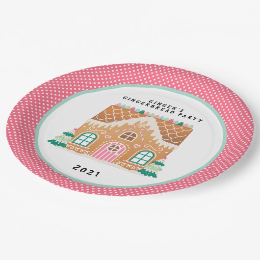 Lebkuchenhaus | Christmas Cookie Exchange Pappteller (Schrägansicht)