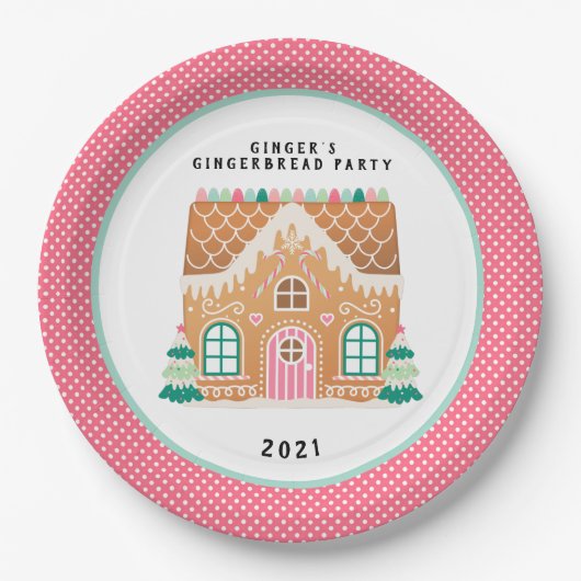 Lebkuchenhaus | Christmas Cookie Exchange Pappteller (Vorderseite)