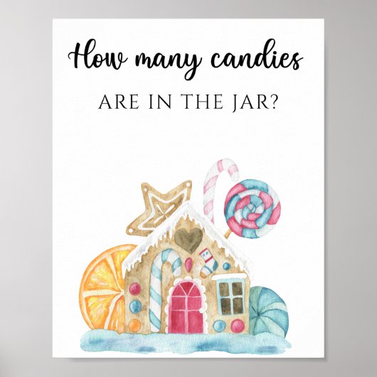 Lebkuchenhaus - erraten Sie, wie viele Bonbons es Poster (Vorne)