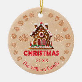 Lebkuchenhaus | Familienname| 1 Foto Keramik Ornament