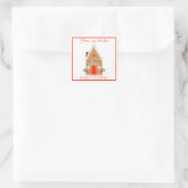 Lebkuchenhaus für hausgemachte Bäckerei Quadratischer Aufkleber (Tasche)