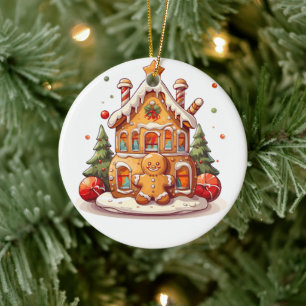 Lebkuchenhaus Keramik Ornament