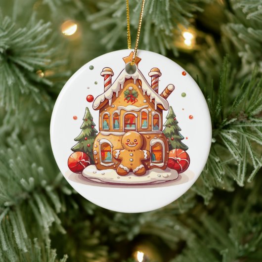 Lebkuchenhaus Keramik Ornament (Baum)