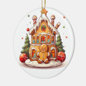 Lebkuchenhaus Keramik Ornament (Links)