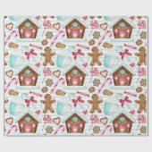 Lebkuchenhaus-Lebkuchenmann-Zuckerstange Geschenkpapier (Flach)