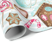 Lebkuchenhaus-Lebkuchenmann-Zuckerstange Geschenkpapier (Rolleneckpunkt)