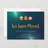 Lebkuchenhaus, Mann, Stern, Grün, wir sind umgezog Ankündigungspostkarte (Vorne/Hinten)