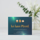 Lebkuchenhaus, Mann, Stern, Grün, wir sind umgezog Ankündigungspostkarte (Stehend Vorderseite)