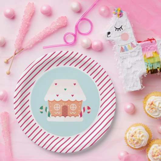 Lebkuchenhaus mit Party Pappteller (Party)