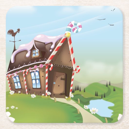 Lebkuchenhaus Rechteckiger Pappuntersetzer (Vorderseite)