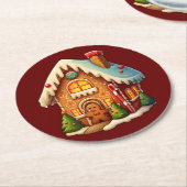 Lebkuchenhaus Runder Pappuntersetzer (Angewinkelt)