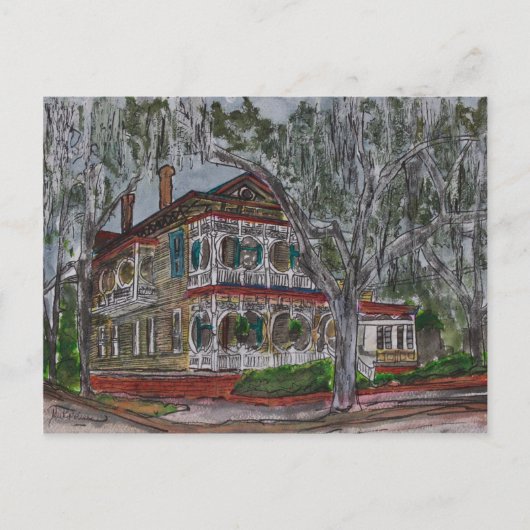 Lebkuchenhaus Savannah Georgia Kunstmalerei Postkarte (Vorderseite)