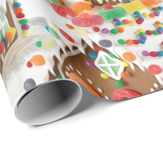 Lebkuchenhaus scherzt Weihnachten Geschenkpapier (Rolleneckpunkt)