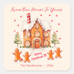 Lebkuchenhaus Von Unserem Haus Weihnachten Quadratischer Aufkleber