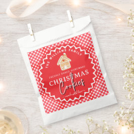 Lebkuchenhäuschen Gingham Weihnachtskekse Etikett Geschenktütchen
