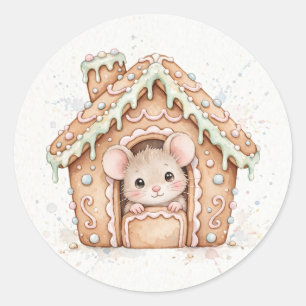 Lebkuchenhäuschen-Maus-Aufkleber Runder Aufkleber