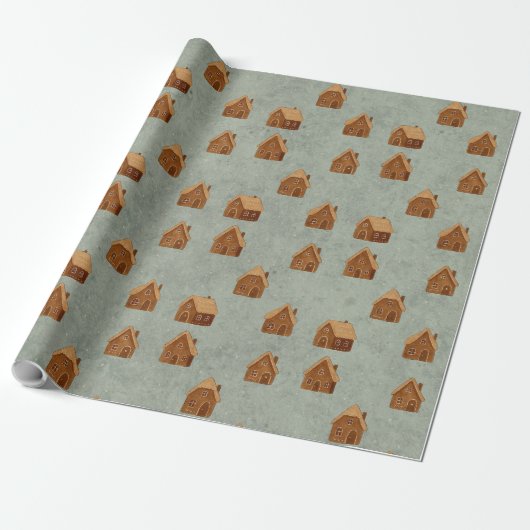 Lebkuchenhäuschen-Muster-Wrap-Papier Geschenkpapier (Ungerollt)