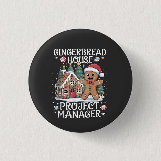 Lebkuchenhäuschen-Projektmanager Lustiges Weihnach Button (Vorderseite)