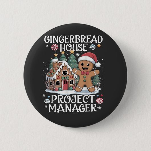 Lebkuchenhäuschen-Projektmanager Lustiges Weihnach Button (Vorderseite)