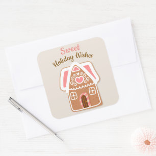 Lebkuchenhäuschen Quadratischer Aufkleber