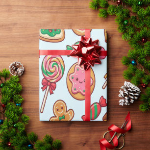 Lebkuchenhäuschen und Süßigkeiten Kinder Weihnacht Geschenkpapier