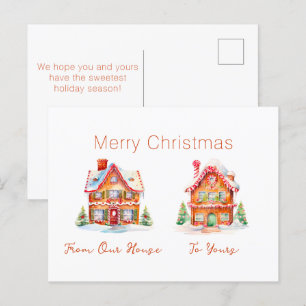 Lebkuchenhäuschen "Von unserem Haus" Weihnachts-Po Feiertagspostkarte