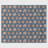 Lebkuchenhäuser und Männer auf Stars Geschenkpapier (Flach)