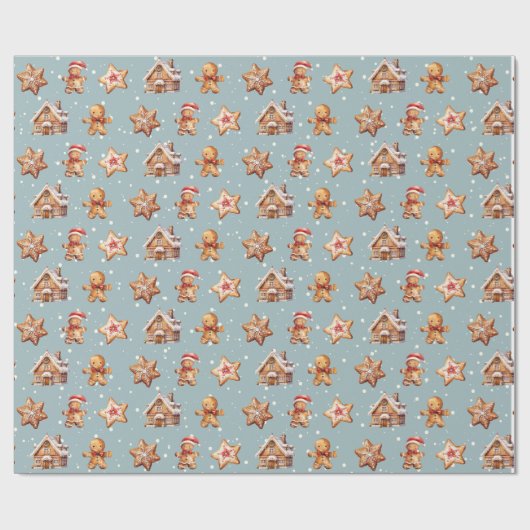 Lebkuchenhäuser und Männer Geschenkpapier (Flach)