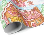 Lebkuchenhäuser-Wrap-Papier Geschenkpapier (Rolleneckpunkt)