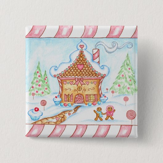 Lebkuchenherz-Haus-Knopf Button (Vorderseite)