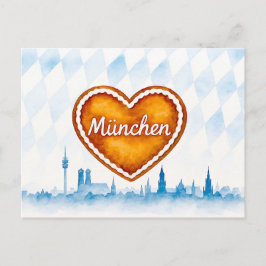 Lebkuchenherz im Aquarelle-Stil und Silhouette Feiertagspostkarte