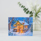 Lebkuchenhütte im Schnee Postkarte (Stehend Vorderseite)