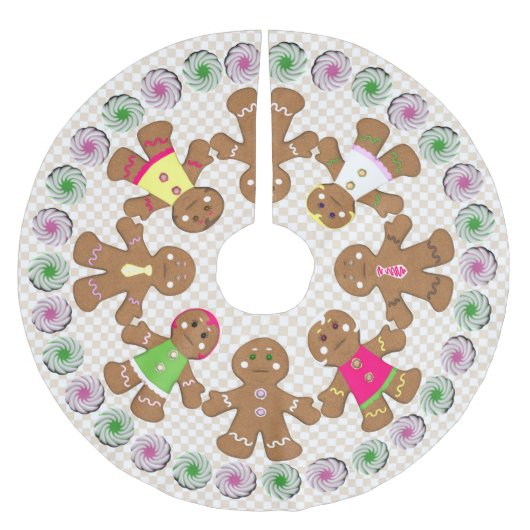 Lebkuchenjunge und Mädchen Polyester Weihnachtsbaumdecke (Vorderseite)