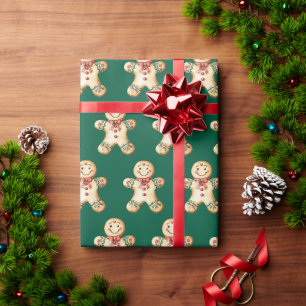 Lebkuchenjunge Vintage Grün Geschenk  Geschenkpapier