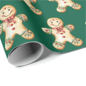 Lebkuchenjunge Vintage Grün Geschenk  Geschenkpapier (Rolleneckpunkt)