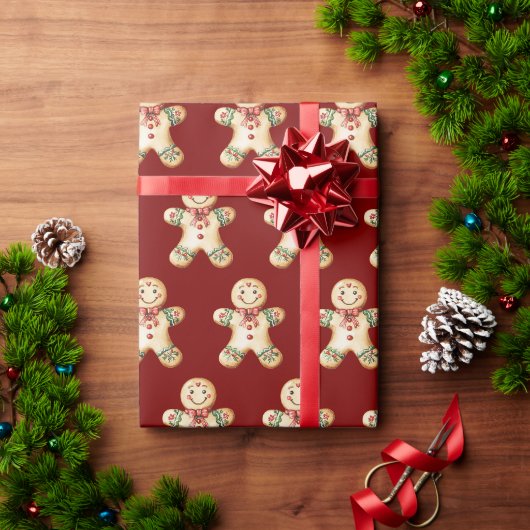 Lebkuchenjunge Vintage-Rot-Geschenk Geschenkpapier (Feiertagsgeschenk)