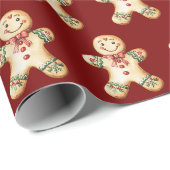Lebkuchenjunge Vintage-Rot-Geschenk Geschenkpapier (Rolleneckpunkt)