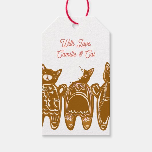 Lebkuchenkatzen - Handgemalt (benutzerdefinierbar) Geschenkanhänger (Vorderseite)