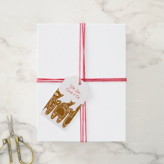 Lebkuchenkatzen - Handgemalt (benutzerdefinierbar) Geschenkanhänger (Mit Garn)