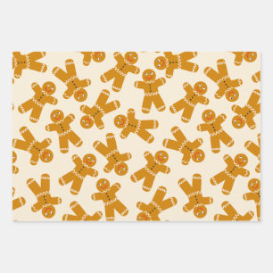 Lebkuchenkoch auf Creme Geschenkpapier Set