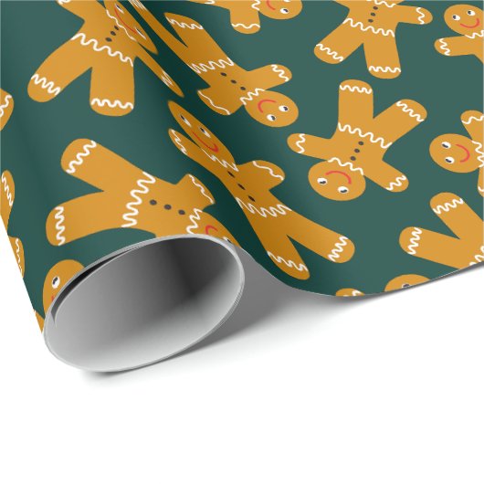Lebkuchenkoch auf Grün Geschenkpapier (Rolleneckpunkt)