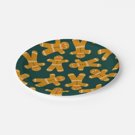 Lebkuchenkoch auf Grün Pappteller (Schrägansicht)