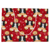 Lebkuchenkoch in Tuxedos Weihnachten Große Geschenktüte (Rückseite)