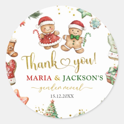 Lebkuchenkochen Gender Reveal Gefälligkeitstags Runder Aufkleber (Vorderseite)
