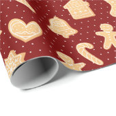 Lebkuchenkost auf Red Dots Pattern Urlaub Geschenkpapier (Rolleneckpunkt)